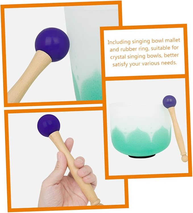 Beaupretty 1Set Singing Bowl Mallet with Handle Rubber Ring Kit for Crystal Singing Bowls Comfortable Grip Durable Material for Sound Meditation Music Practices - Bloomnest