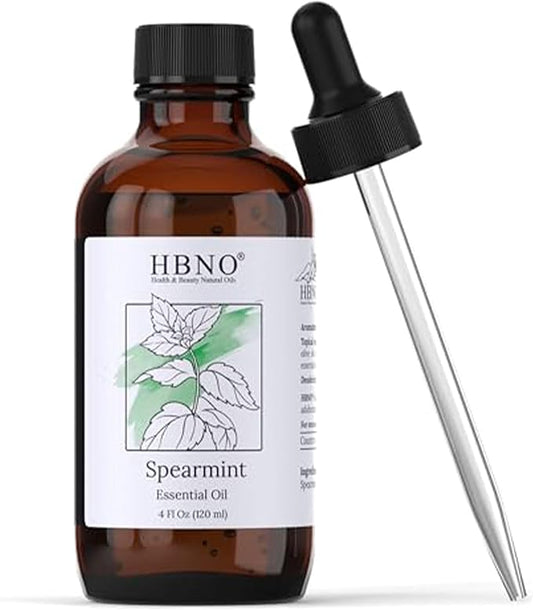 HBNO Spearmint Essential Oil - Huge 4 oz (120ml) Value Size - Natural Spearmint Oil - Perfect for Cleaning, Aromatherapy, DIY, Soap & Diffuser - - Bloomnest