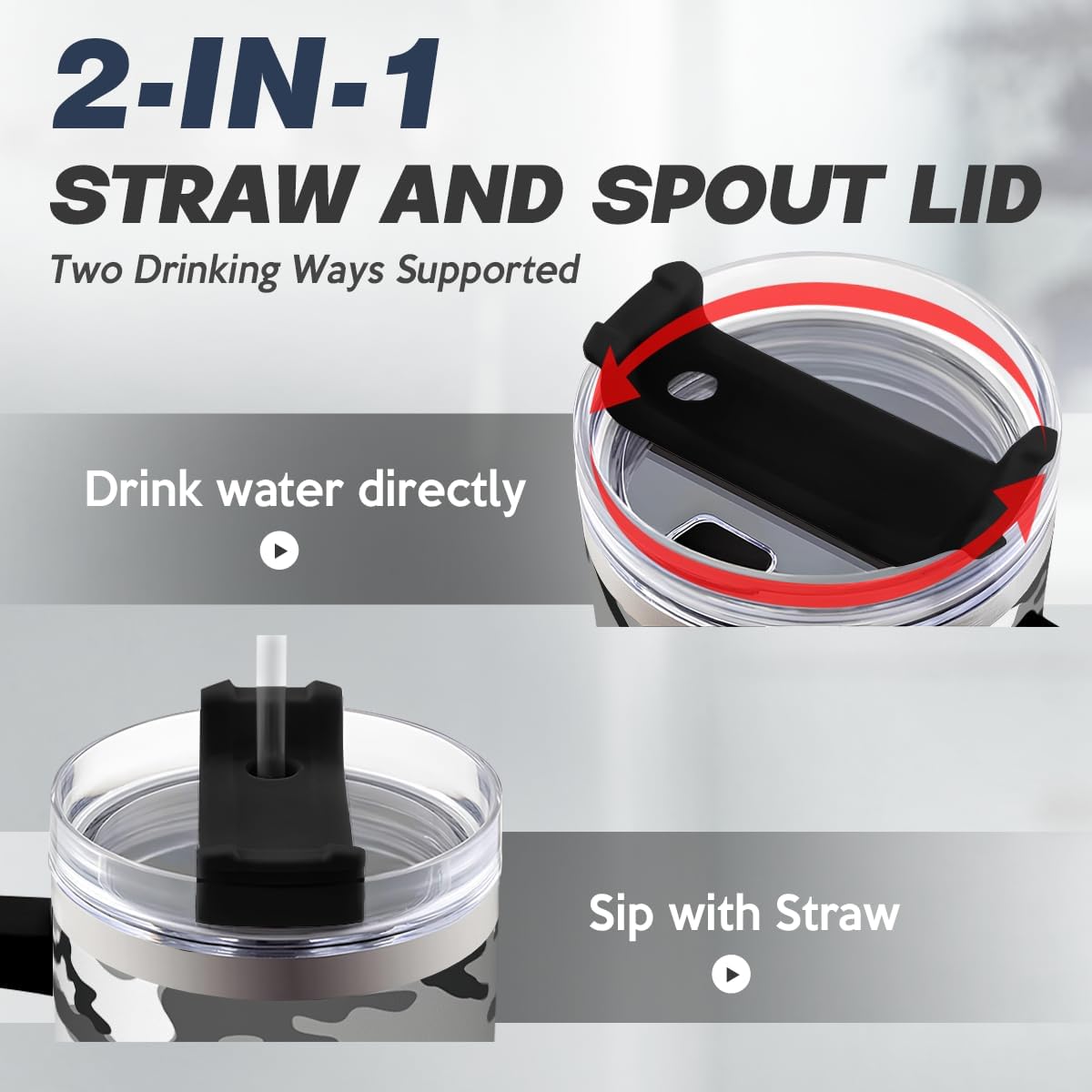 SANDJEST Camouflage Tumbler 40oz Stainless Steel Insulated with Lid & Straw, Camo Gifts for Men Dad Husband Brother Grandpa Veteran Hunting Lover on Christmas Birthday Valentine Fathers Day