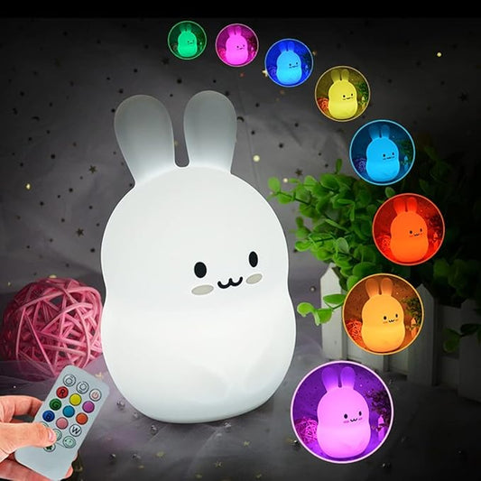 Rabbit Night Lights for Kids, Babies Nursery Lamp, Kids lamp, Child Bedroom Bedside Lamp, Changeable Brightness & Color Children's Table Night-Lights, Holiday Gifts, Child Gift - Medium - Bloomnest