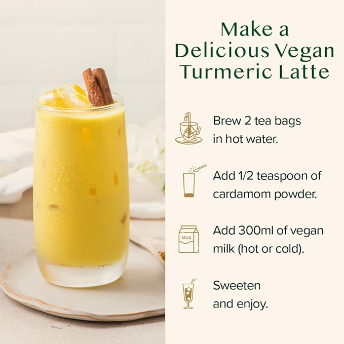 VAHDAM, Organic Turmeric Ginger Herbal Tea Bags (100 Pyramid Tea Bags) Caffeine Free, Non GMO | 100% Pure Herbal Blend - Savory & Spicy, Plant-Based Teabags | Resealable Ziplock Pouch - Bloomnest