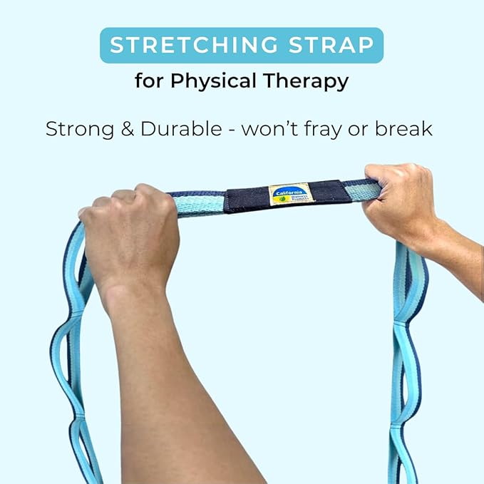 California Yoga Strap | Yoga Belt with Loops | 12 Multi Loop & Non-Elastic | Stretching Strap | Gym Workout & Exercise Bands | Physical Therapy | Improves Sitting Posture for Women & Men - Bloomnest