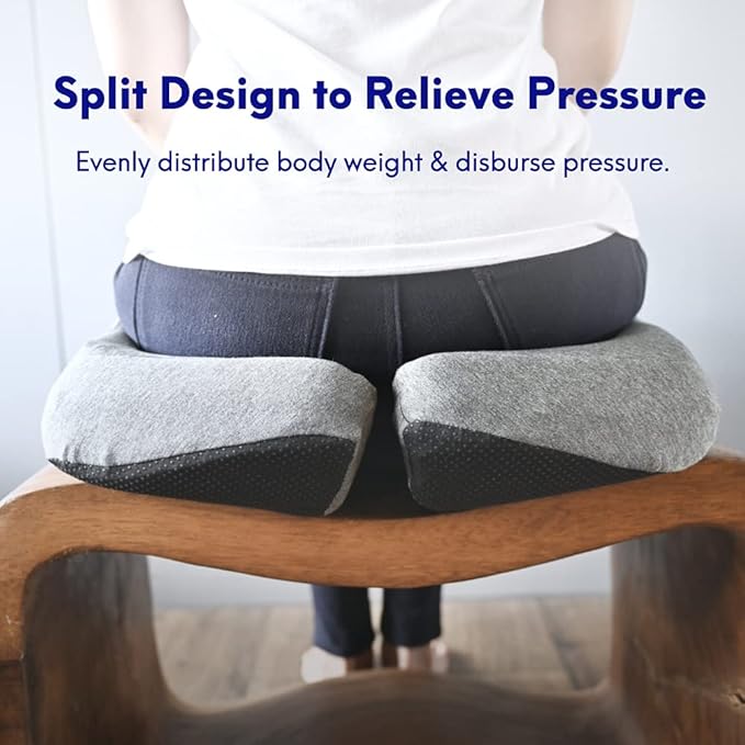 Cushion Lab Patented Pressure Relief Seat Cushion for Long Sitting Hours on Office & Home Chair - Extra-Dense Memory Foam for Soft Support. Car Pad for Hip, Tailbone, Coccyx, Sciatica - Black - Bloomnest