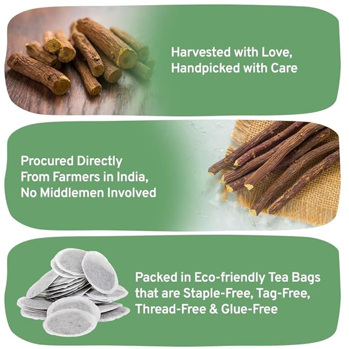 HANDPICK, Licorice Root Tea Bags (50 Count, 2g/tea bag) Licorice Tea | Non-GMO, Caffeine Free | Goodness of Cinnamon, Blackpepper, Clove, Cardamom & Ginger - Bloomnest
