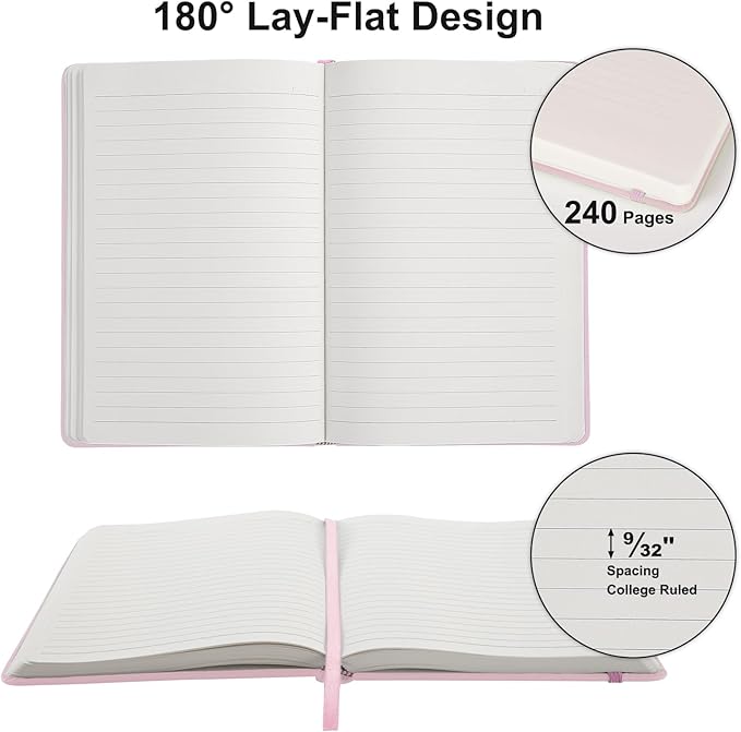 Comix Lined Journal Notebook for Women Men, Journaling Notebooks for Office School Home, Pink, 240 Pages, 5.5" x 8.3", College Ruled, A5, Hardcover - Bloomnest