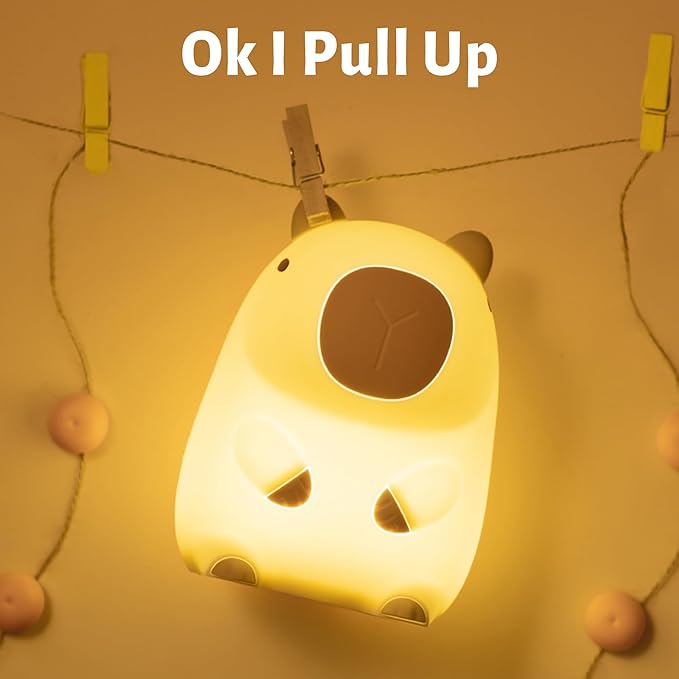 Attivolife Capybara Night Light for Kids, Animal Silicone Night Lamp USB Rechargeable, Touch Control with Dimmable & Timer, Cute Home Bedside Decor Portable, Kawaii Birthday Xmas Gift for Girl Boy - Bloomnest