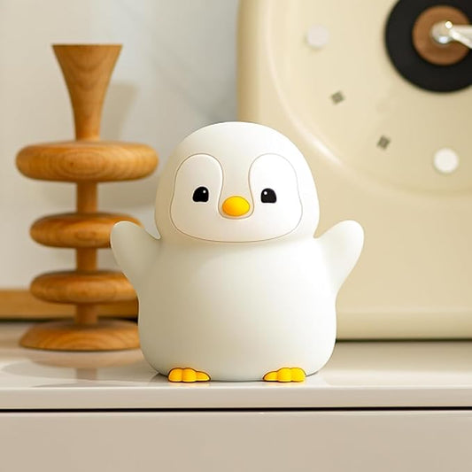 Cute Penguin Night Light, LED Squishy Xmas Penguin Lamp, Food Grade Silicone Dimmable Nightlight, Kids Gray Penguins Light, Rechargeable Light Up Penguins Gifts, Kids Room College Decor - Bloomnest