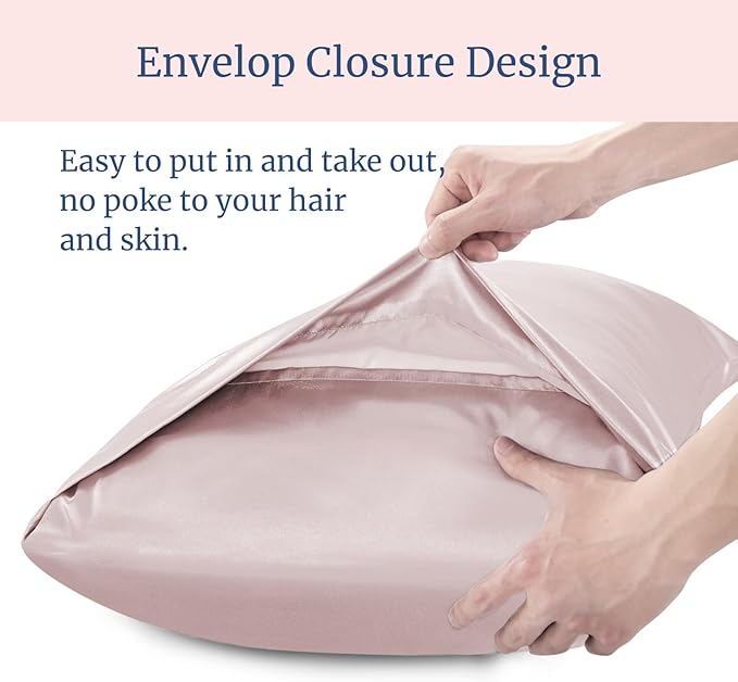 BEDELITE Satin Pillowcase for Hair and Skin, Super Soft Similar to Silk Pillow Cases 4 Pack with Envelope Closure, Cooling Pillowcases for Women Men (20"x36" King Size, Lotus Pink) - Bloomnest