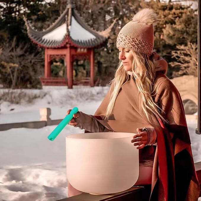 Singing Bowl Mallet Hollow Acrylic Silicone Rubber Striker Mallet for Playing Quartz Crystal Singing Bowls with Bundle Pocket(Green) - Bloomnest