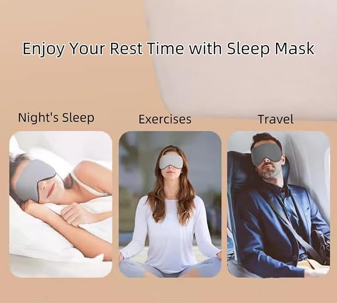 Sleep Mask for Side Sleeper Dual Warm & Cool Function, Soft Cover, Ultra Light Blocking, Reduces Dark Circles, Adjustable Ear Loops, Travel Bag Included, Gift for Men & Women - Bloomnest