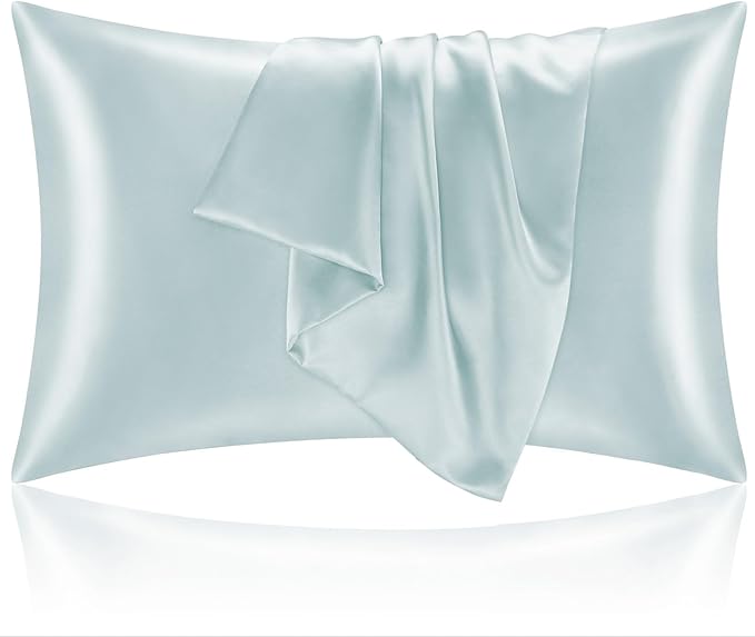 BEDELITE Satin Pillowcase for Hair and Skin, Super Soft and Cooling Similar to Silk Pillow Cases 2 Pack with Envelope Closure, Gift for Women Men(20"x26" Standard Size, Stone Blue) - Bloomnest