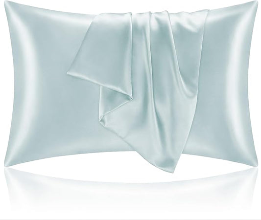 BEDELITE Satin Pillowcase for Hair and Skin, Super Soft and Cooling Similar to Silk Pillow Cases 2 Pack with Envelope Closure, Gift for Women Men(20"x26" Standard Size, Stone Blue) - Bloomnest