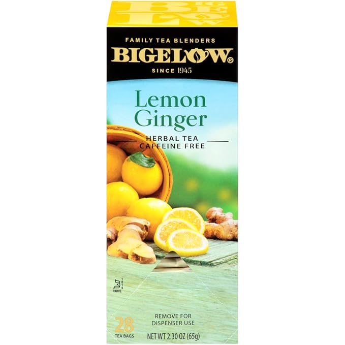 Bigelow Lemon Ginger Herbal Tea Bags 28-Count Box (Pack of 1) Lemon Ginger Tea Bags Herbal Tea All Natural Gluten Free - Bloomnest