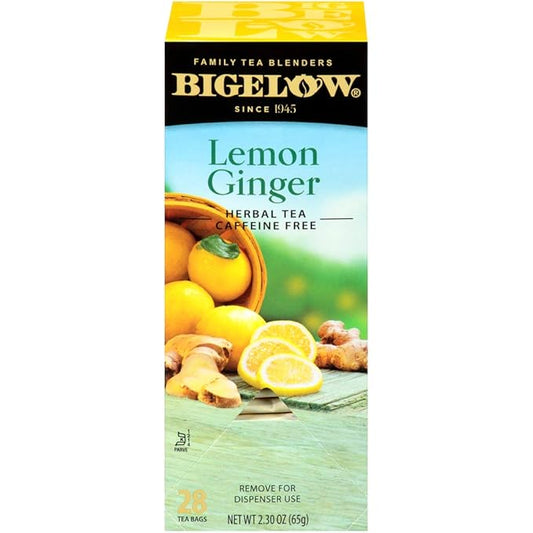 Bigelow Lemon Ginger Herbal Tea Bags 28-Count Box (Pack of 1) Lemon Ginger Tea Bags Herbal Tea All Natural Gluten Free - Bloomnest