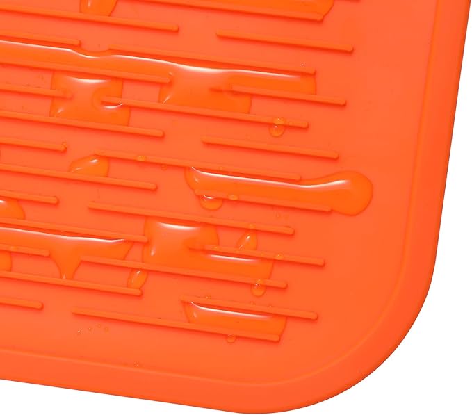 Silicone Dish Drying Mat for Multiple Usage,Easy clean,Eco-friendly,Heat-resistant Silicone Mat for Kitchen Counter or Sink,Refrigerator or Drawer Liner Orange 5XL 36inches x 18inches - Bloomnest