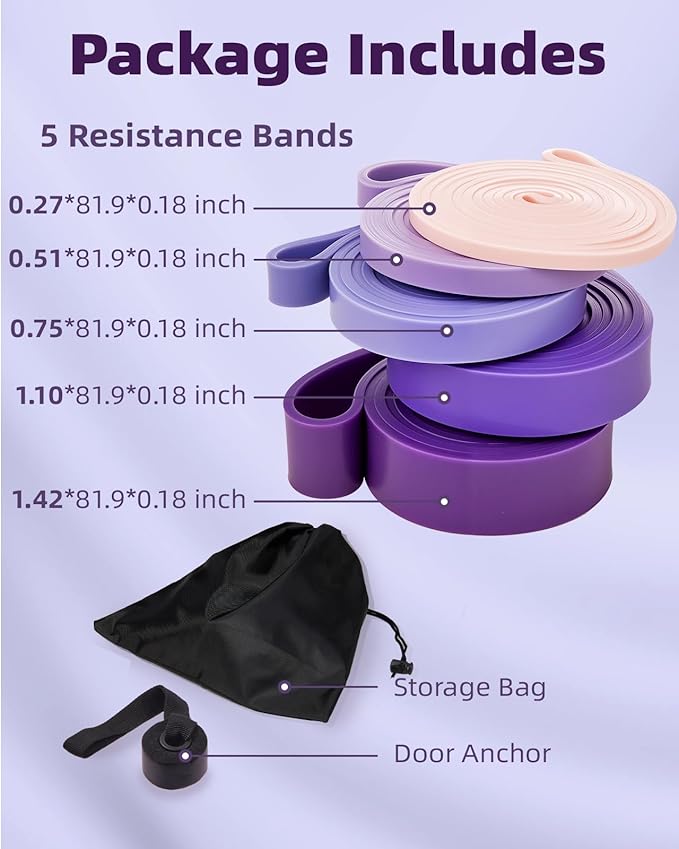Pull Up Bands, Fitense Resistance Bands Set with Door Anchor, Stretching Assist Band, Portable Exercise, Muscle Training, Physical Therapy, Exercise Workout Bands for Working Out for Women - Bloomnest