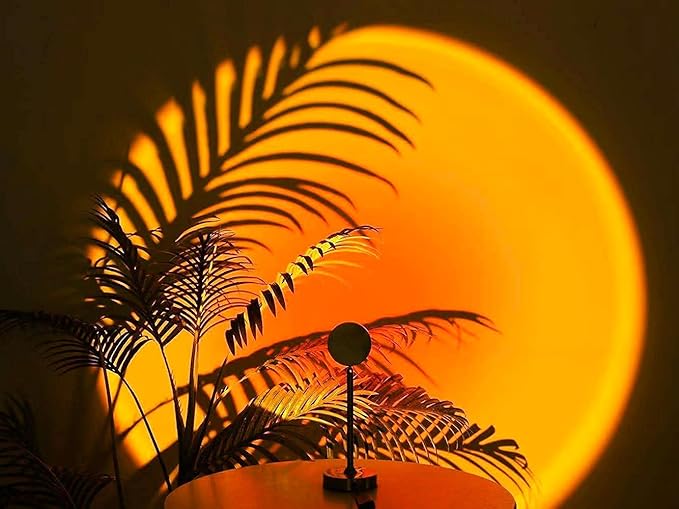Balkwan Sunset Lamp Projection Rotation Rainbow Lamp Led Romantic Visual Led Light Network Red Light with USB Modern Floor Stand Night Light Living Room Bedroom Decor (Sunset Red) - Bloomnest
