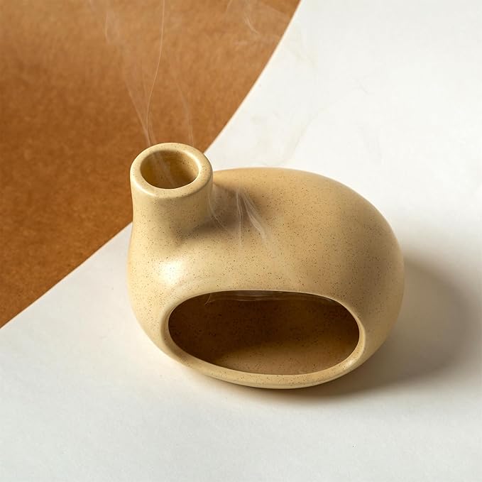 Palo Santo Holder - Ceramic Incense Burner for Palo Santo Sticks, Cone, and Spiritual Sage - Modern Chiminea for Meditation - Handcrafted Smudge Bowl and Meditation Gift - Bloomnest