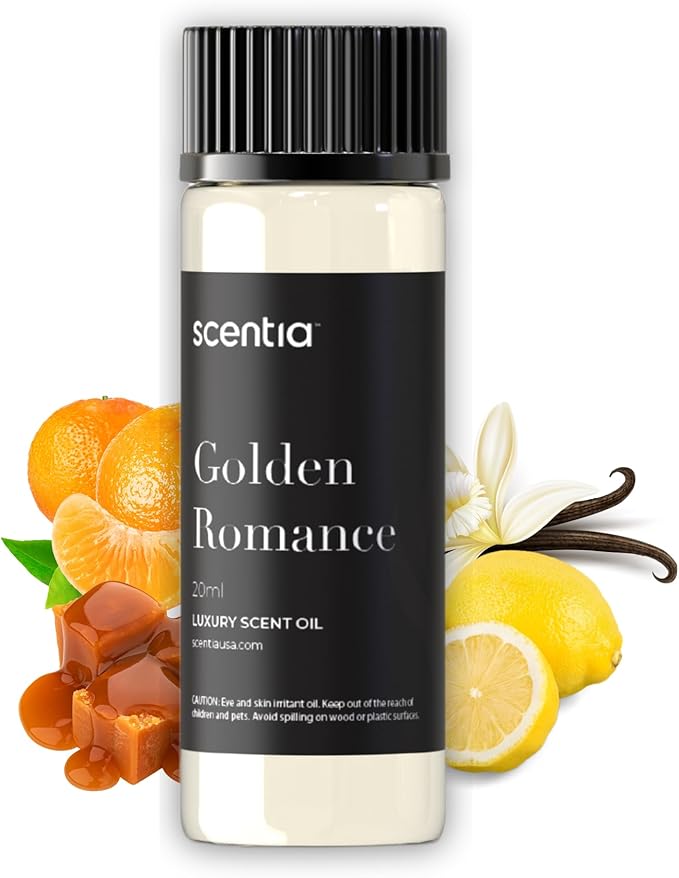 Golden Romance Diffuser Oil | Romantic Essential Aromatherapy Oil for Love and Date Night | Valentine Collection with Mandrin, Lemon, Bourbon & Musk | 20ml | 0.67 Fl Oz, Thanksgiving Gift - Bloomnest
