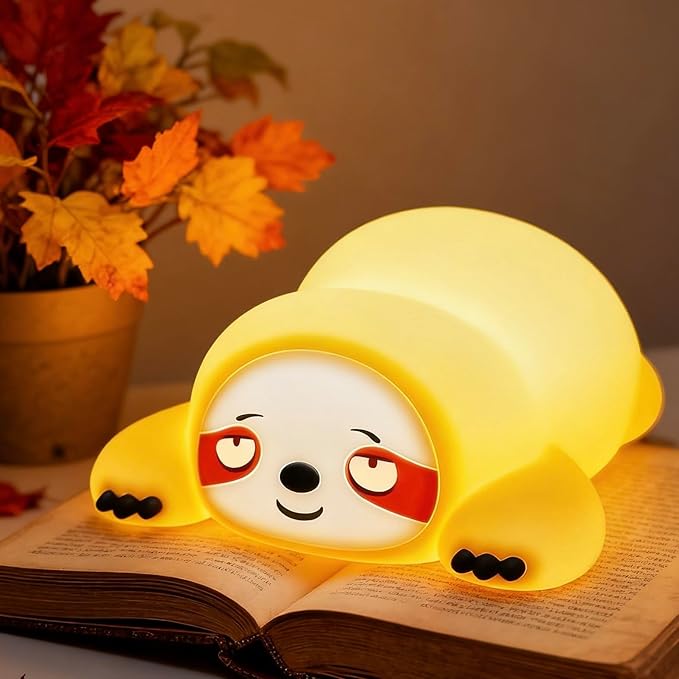 Cute Sloth Gifts Night Light, Funny Sloth Lamp, Rechargeable Squishy Dimmable Weird Nightlight, LED Novelty Animal Cute Stuff, Room Dorm Décor, Silicone Touch Light Up Sloth for Baby Kids - Bloomnest