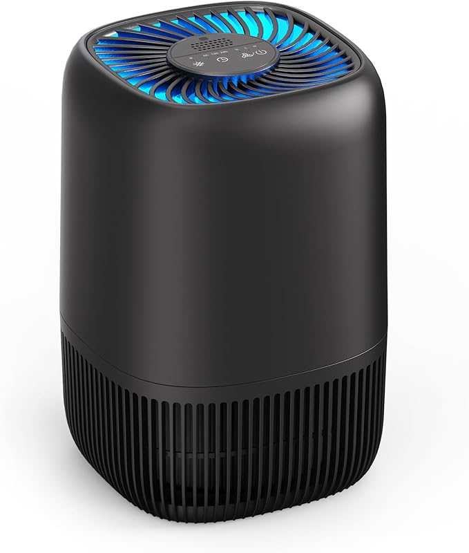 Air Purifiers for Office with H13 True HEPA Filter Up to 1076 Ft² for Pet Family, Pollen, Smoke, Compact Air Cleaner with 3 Speeds, Timer, Aroma Quiet, 360°Intake, for Home Bedroom, Black - Bloomnest