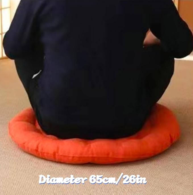 Large Linen Floor Cushions,Round Futon Pillows Japanese Style Tufted Floor Pillows Meditation Cushions for Seating On Pad for Yoga Sofa Balcony(Size:65x65cm(26x26inch),Color:Light Gray) - Bloomnest