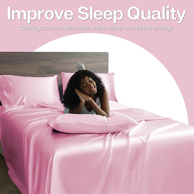 MR&HM Satin Pillowcase for Hair and Skin, Silk Satin Pillowcase 2 Pack, Standard Size Pillow Cases Set of 2, Silky Pillow Cover with Envelope Closure (20x26, Pink) - Bloomnest