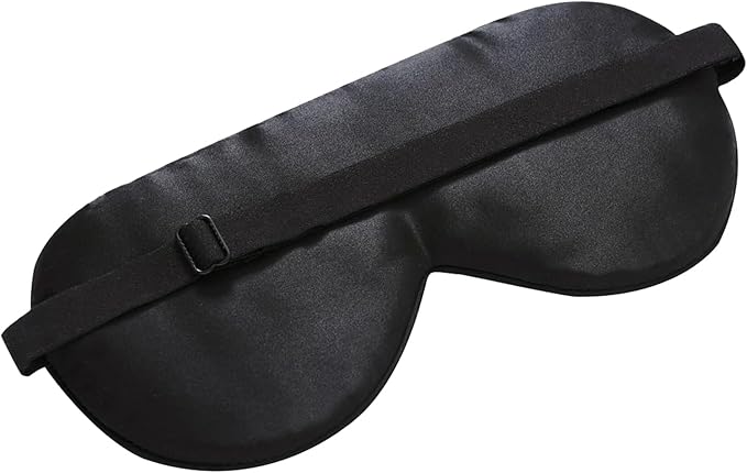 Alaska Bear Organic Silk Sleep Mask Cool Super Smooth Eye Cover Genuine Mulberry Silk Face Skin Care, Soft Filling, Lightweight for Home or Travel Use (Original Black, Flat) - Bloomnest