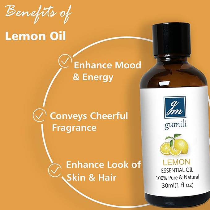 Lemon Essential Oil 1 Oz – 100% Pure Natural Lemon Oil for Cleaning, Diffuser, Skin, Massage & DIY, Fresh Citrus Scent - Bloomnest