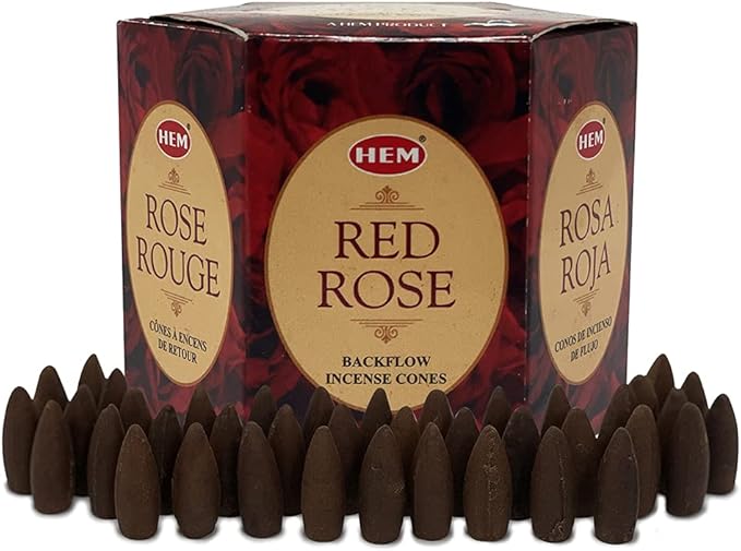 TRUMIRI Red Rose Incense Cones for Waterfall - 40 Pieces (2 Sets of 20)
