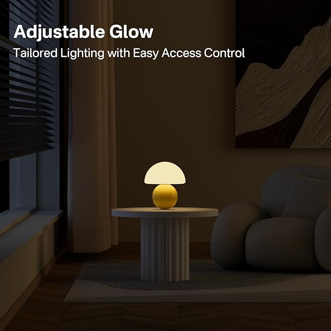 Mushroom Lamp Desk Lamp for Bedroom,Table Bedside Small Lamps for Living Room,Mushroom Decor Cute Mini Modern Mid Century Lamps for Night Stands,Aesthetic Home Living Room Decor(Yellow) - Bloomnest