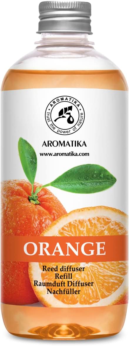 AROMATIKA Orange Reed Diffuser Refill 17 Fl Oz (500ml) - Room Fragrance Diffuser with Natural Essential Orange Oil - Best for Aromatherapy - Home - Kitchen - Office - Bloomnest