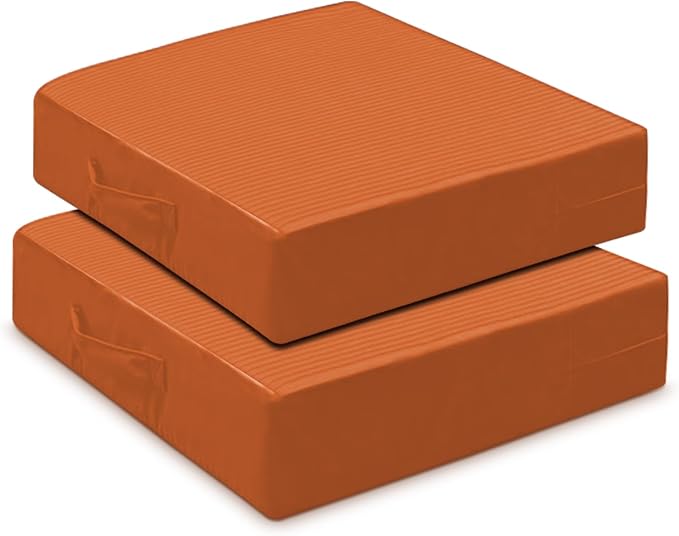 Large Floor Pillows for Adults, Thick Meditation Floor Cushions for Sitting Yoga, 22x22x5 Foam Seat Cushions Set of 2 for Furniture, Floor Pillow with Pleated Velvet Removable Cover, Orange