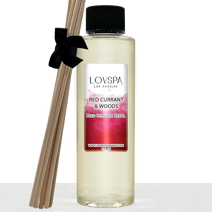 LOVSPA Holiday Red Currant & Woods Diffuser Oil - Luxury Essential Oils for Diffuser Refill & Air Freshener Room Spray - Long-Lasting Home Fragrance, Scented Oil for Diffusers, USA Made, 4oz - Bloomnest