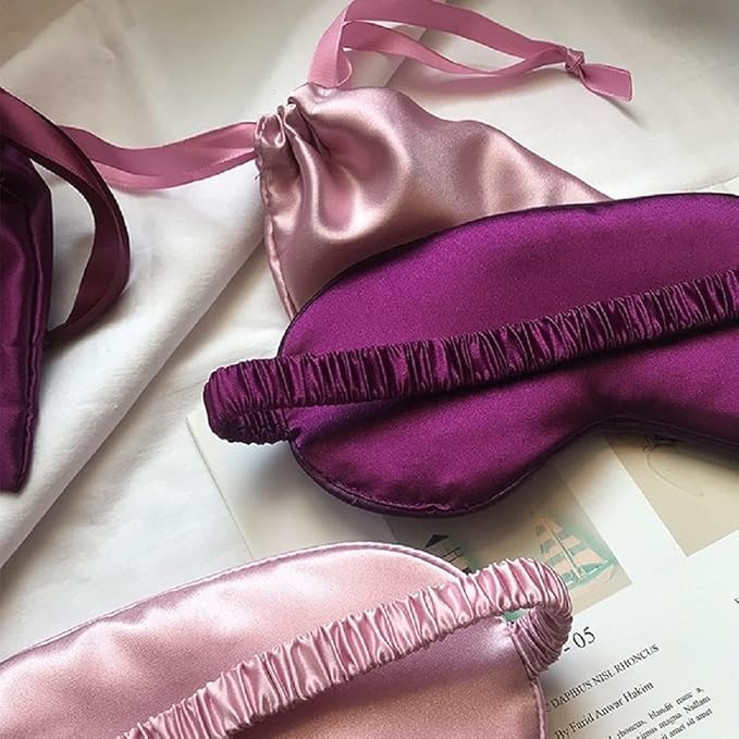 Silk Satin Sleeping Eye Mask, Dark Purple Sleep Eye Mask Night Blindfold for Women and Men, Soft Breathable Blackout Eyeshade Eye Cover for Travel, Wedding Bridesmaid Gift - Bloomnest