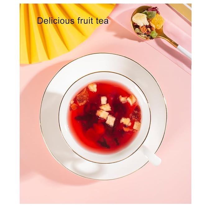 Fruit Tea Blend 12.34OZ,For Hot Or Cold Brew,Hibiscus Blossoms and Berries Based Herbal Loose Leaf Tea,Vegan,Caffeine Free,Vitamines Rich,DIY - Bloomnest