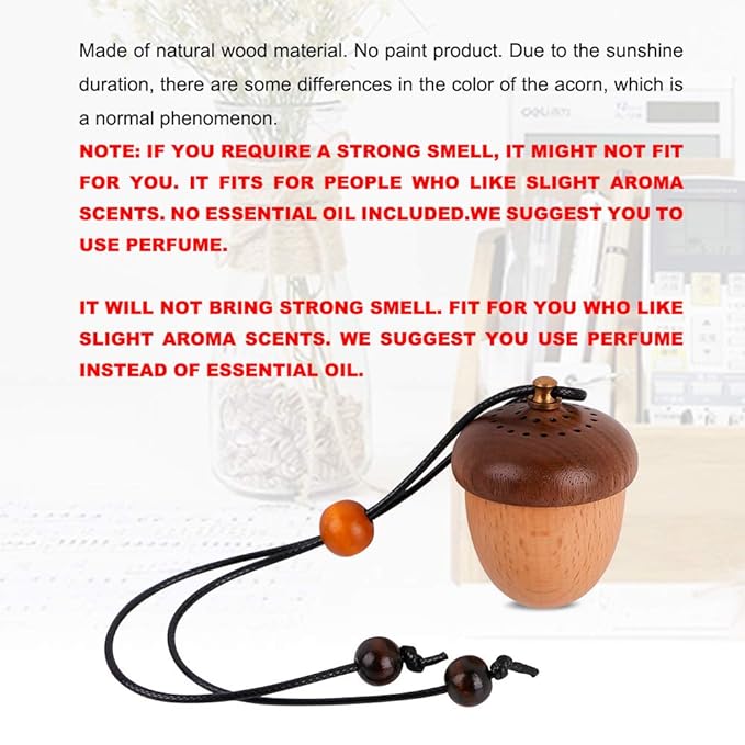 Wooden Acorn Essential Oil Car Diffuser Air Freshener Hang Decoration Brown - Bloomnest