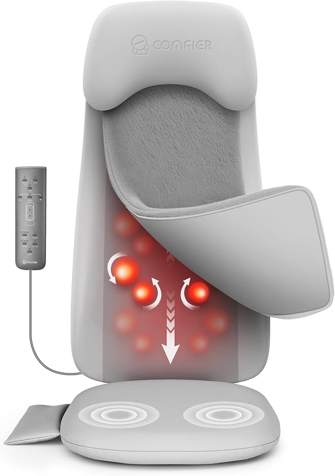 COMFIER Back Massager with Heat,2D/3D Shiatu Massage Seat Cushion,2 Auto Massage Modes,Full Back Massager with Vibration,Deep Tissue Kneading Chair Pad for Lower Waist,Gift for Men,Women - Bloomnest