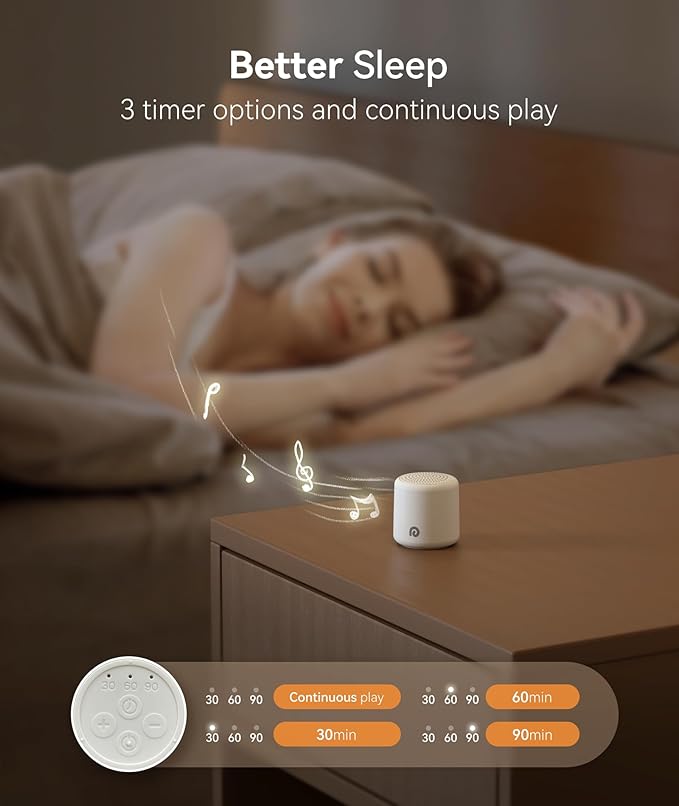 Dreamegg Sound Machine - Portable Sound Machine for Baby%Adults, 16 Soothing Sounds, Timer, Travel Mini White Noise Sound Machine for On-The-go Home Baby Shower Registry Gift, 2 Pack, White&Black - Bloomnest