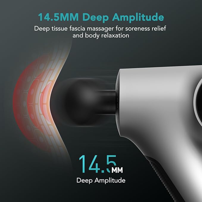 opove Apex Massage Gun Deep Tissue 14.5mm Percussion Fascia Muscle Massage for Athletes Workout Pain Relief Recovery Relaxation, Professional Therapist Choice, Ergonomic for Effortless to Use, Silver - Bloomnest