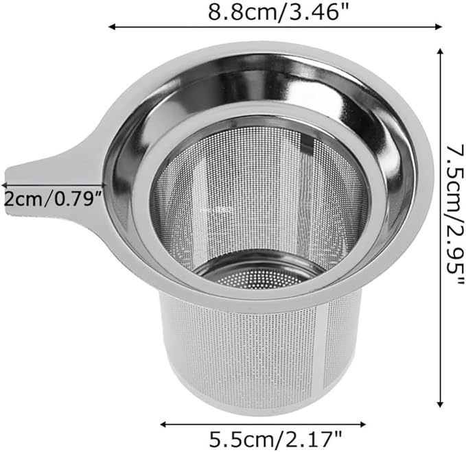 Tea Infuser for Loose Tea Extra Fine Mesh Tea Strainer Stainless Steel Tea Steeper with Large Capacity, Easy to Clean, Single Handle for Hanging on Mugs, Cups, Teapot