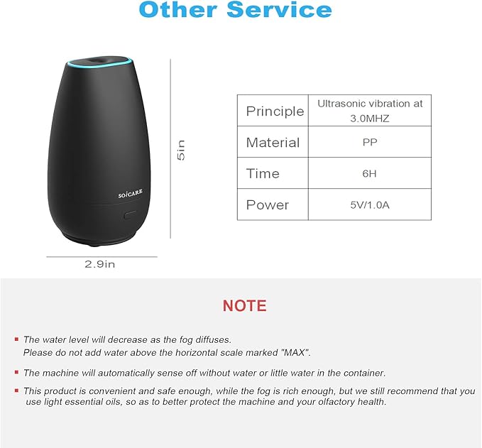 SOICARE Car Diffuser for Essential Oils, Small Portable Car Essential Oil Diffuser with Built-in USB Cable, Mini Aromatherapy Air Scent Humidifier Diffuser for Travel/Office/Home (Elegant Black) - Bloomnest