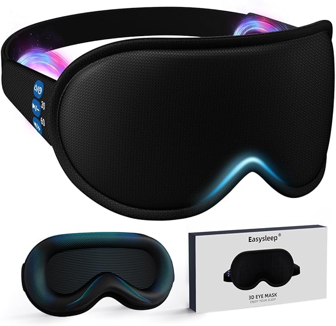 Easysleep 3D Sleep Mask Sleep Headphones White Noise Sleep Eye Mask with 31 Soothing Sounds 3 Timer Soft Adjustable Light Blocking Eye Cover Long Playtime for Sleeper Men Women Travel Gift - Bloomnest