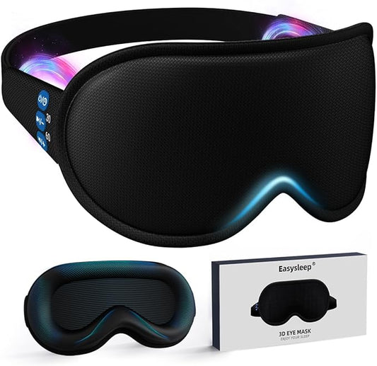 Easysleep 3D Sleep Mask Sleep Headphones White Noise Sleep Eye Mask with 31 Soothing Sounds 3 Timer Soft Adjustable Light Blocking Eye Cover Long Playtime for Sleeper Men Women Travel Gift - Bloomnest