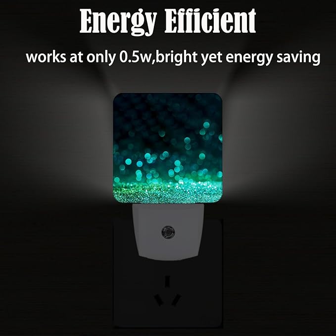 Green Sparkling Glitter Night Light,Plug Into Wall with Dusk to Dawn Light Sensors, Warm Nightlights for Bedroom, Bathroom, Hallway, Kitchen, Gifts Ideal for Boys Girls Women Men - Bloomnest