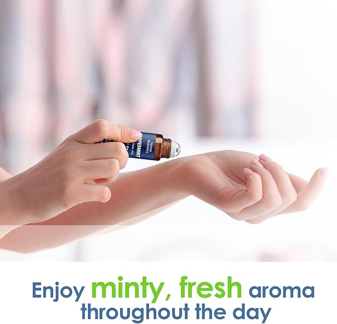 Peppermint Essential Oil Roll-On 10 ml - Pure, Natural & Prediluted Oil Blend Roller with Fresh Minty Aroma - Aromatherapy & Headache Relief - Nexon Botanics - Bloomnest