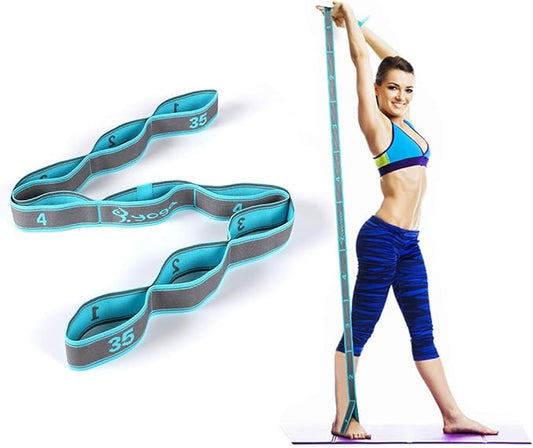 Stretch Strap, Elastic Yoga Stretching Strap, Multi-Loop for Physical Therapy, Pilates, Yoga, Dance & Gymnastics Exercise and Flexible Pilates Stretch Band - Bloomnest