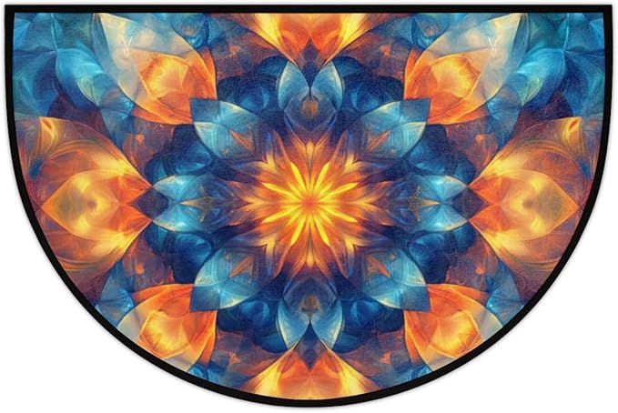 Half Round Door Mat, Vibrant Mandala Half Circle Rug for Home Decor Floor Indoor Outdoor Non-Slip Washable Half Moon Rug Doormat 36X24 Inch - Bloomnest