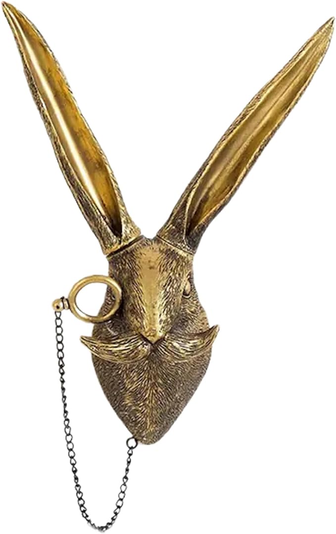 UITWMKTG Gold Animal Head Wall Decor Wall Sculpture Home Decor Statue for Living Room Office Bedroom Modern Decor for Men Women Rabbit - Bloomnest