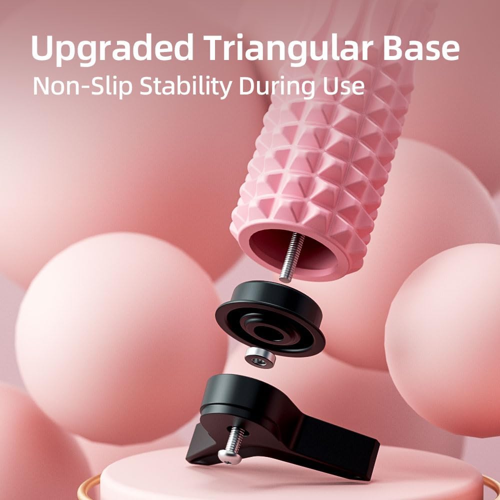 RUNWE Foam Roller with Stand - Bracket Foam Roller for Back Pain, 21 inch Trigger Point Deep Tissue Massage Roller, Medium Density Grid Bracket Foam Rollers, Leg Roller for Muscles Deep Tissue